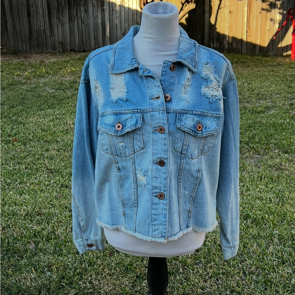 Wild Fable Light Blue Distressed Jean Jacket